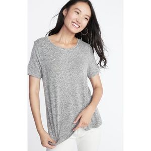 THREE DOTS • Grey Marled Casual Crewneck Short Sleeve Tee, M